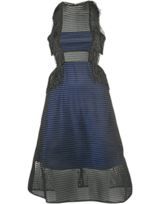 Neoprene Flared Fringed Mini Dress