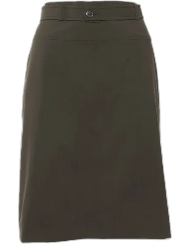 Wool Belted Pencil Skirt