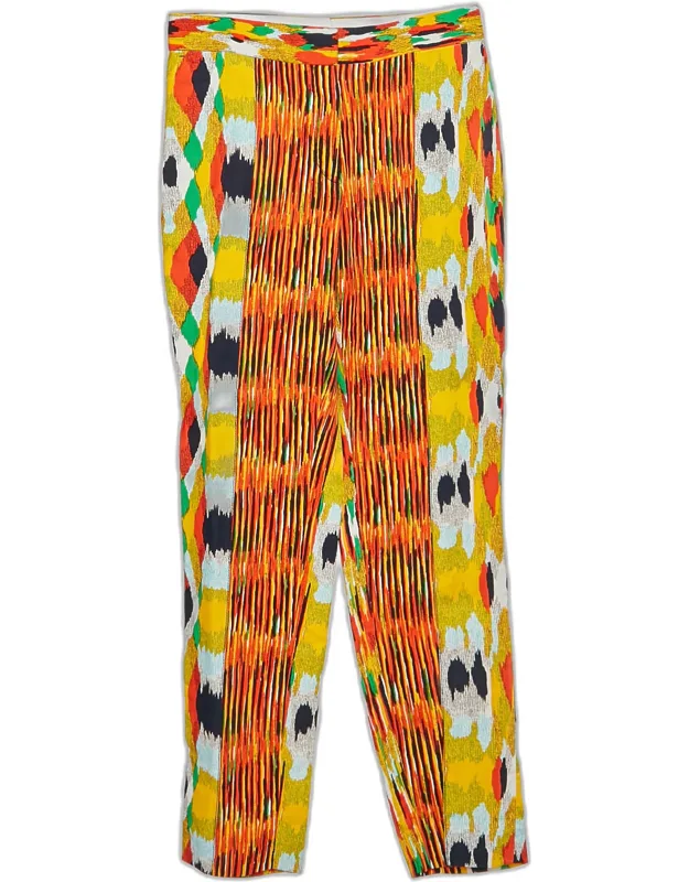 Multicolor Abstract Print Crepe Crop Trousers