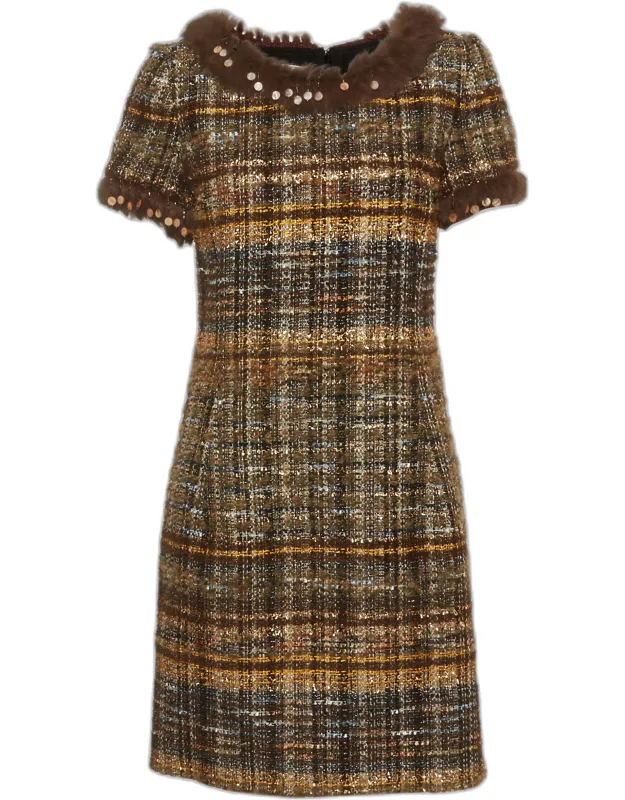 Tweed Embellished Mini Dress