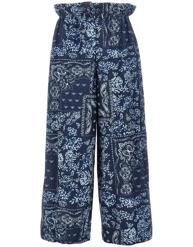 Bandana Print Chambray Pants