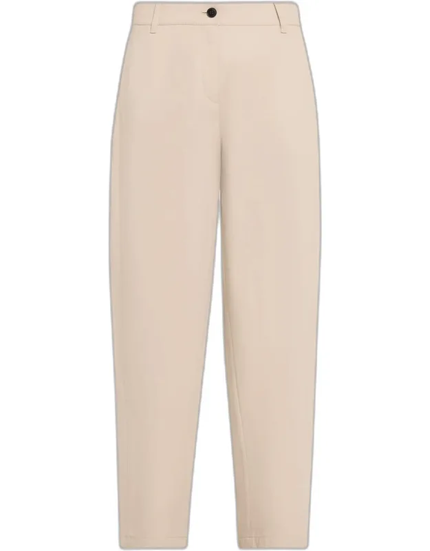 Cropped Twill Barrel-leg Pants