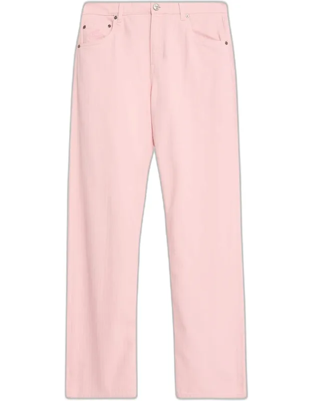 Cotton Herringbone Straight-leg Five-pocket Pants