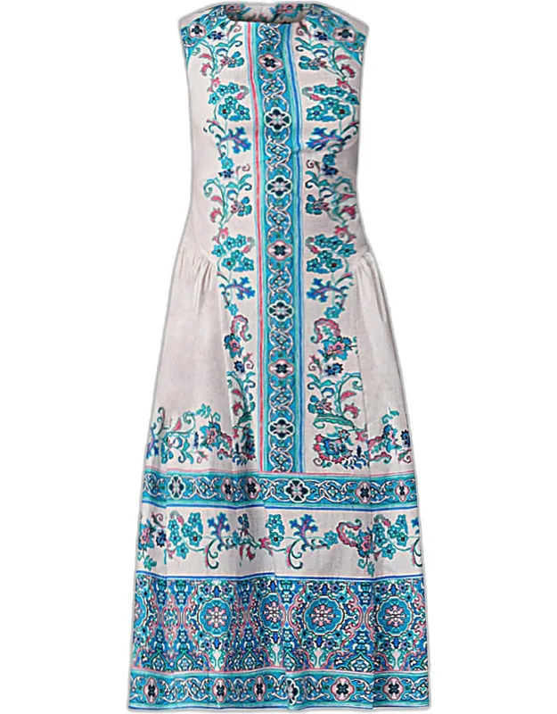 Floral-print Stretch Cotton Midi Dress