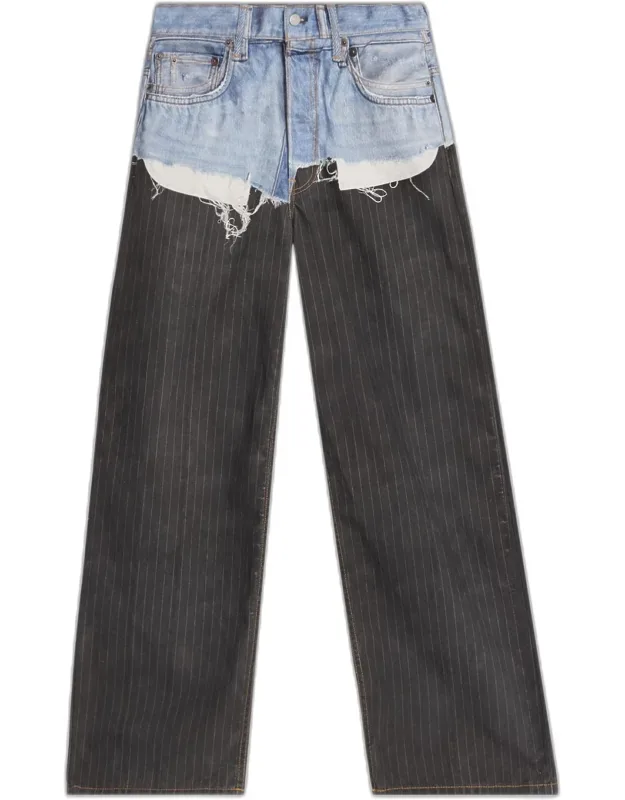 Mixed-media Denim Pinstripe Relaxed Jeans