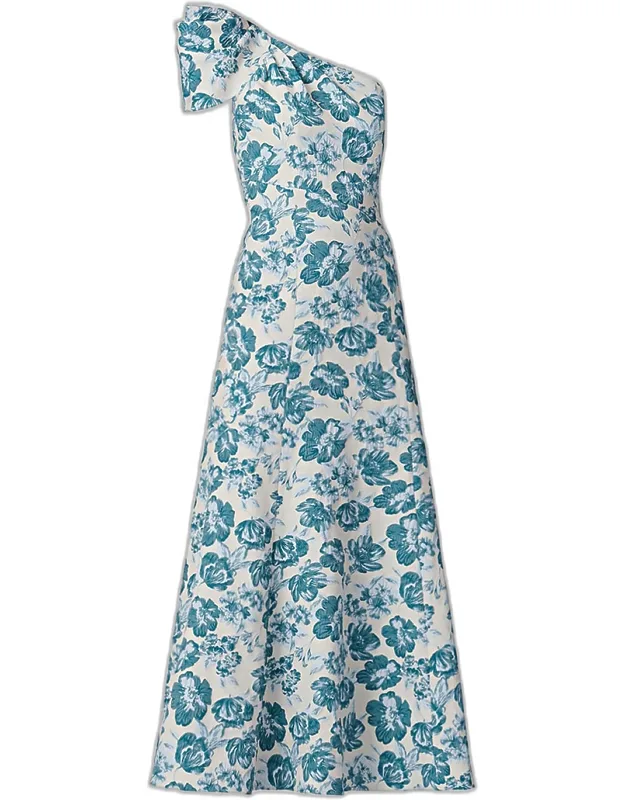 Lolla One-shoulder Floral Jacquard Maxi Dress