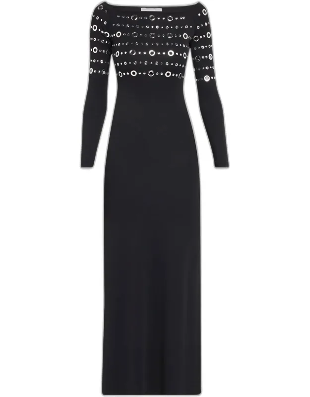 Grommet Off-the-shoulder Maxi Dress