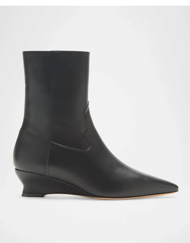 40mm Leather Wedge Ankle Boots