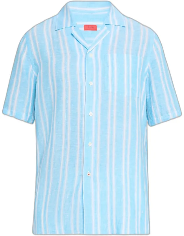 Multi-stripe Linen Camp Shirt
