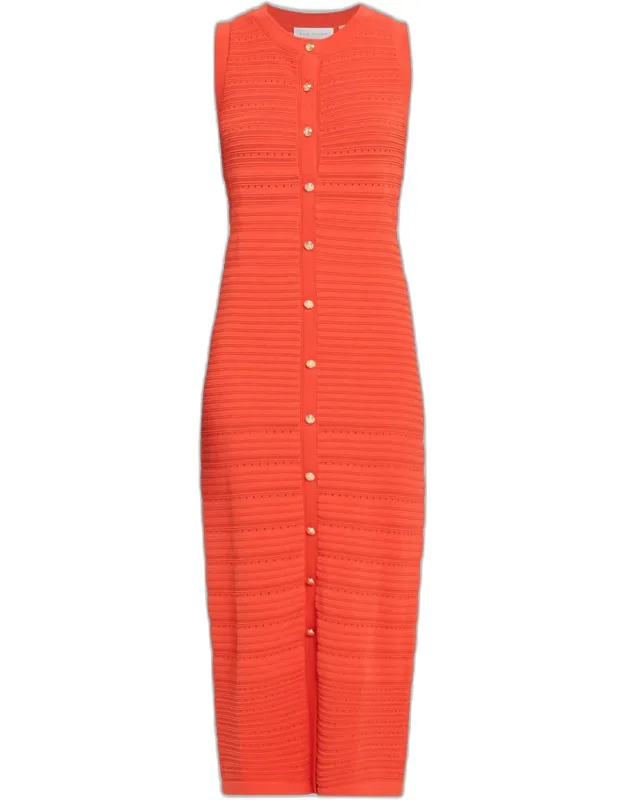 Button-down Rib Knit Midi Dress