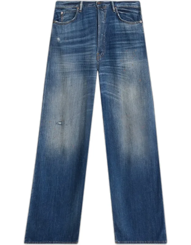 Distressed Denim Wide-leg Jeans