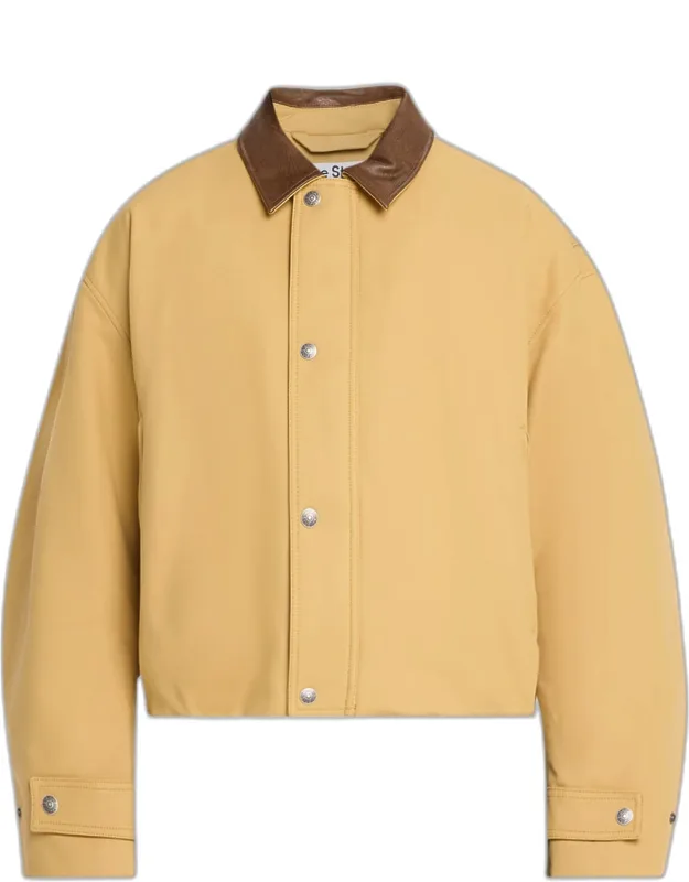 Opado Satin Leather-collar Bomber Jacket