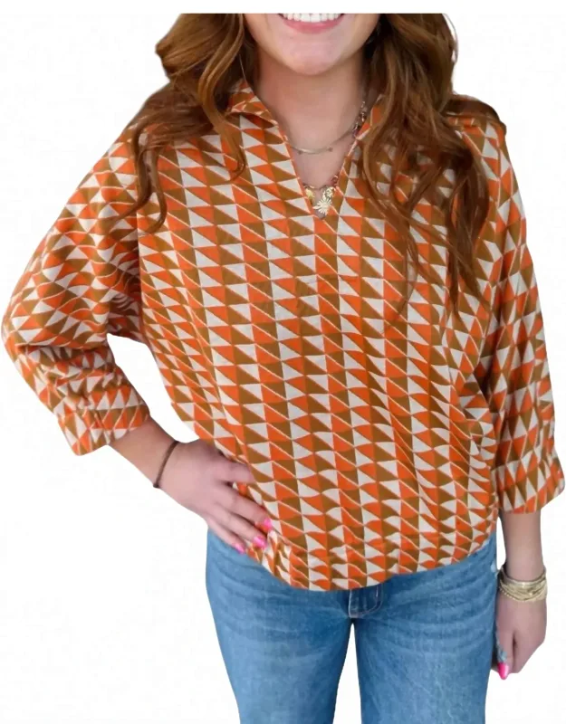 Geometric Collared Popover Top