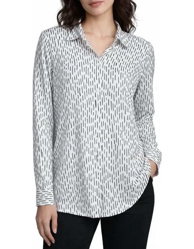 Collar Button-up Top In Cupro Print