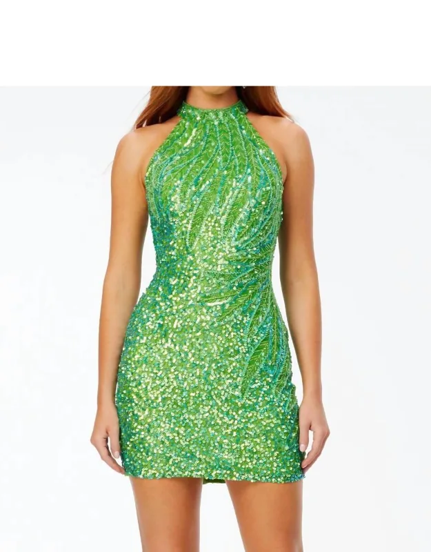 Beaded Halter Mini Dress