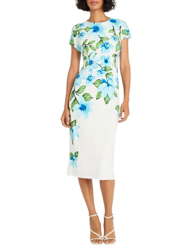 Cap Sleeve Floral Sheath Dress