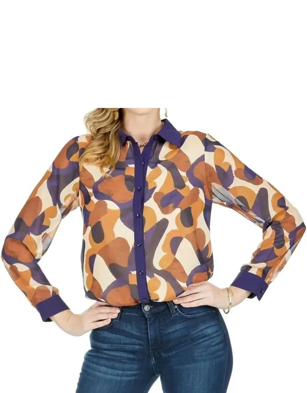 Contrast Button Front Blouse