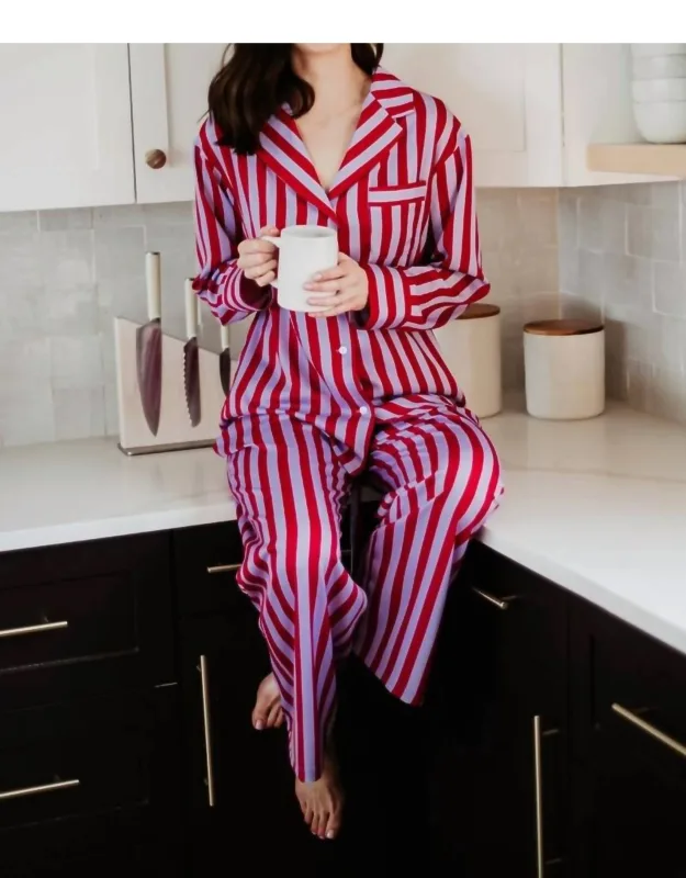 Striped Satin Pajama Set