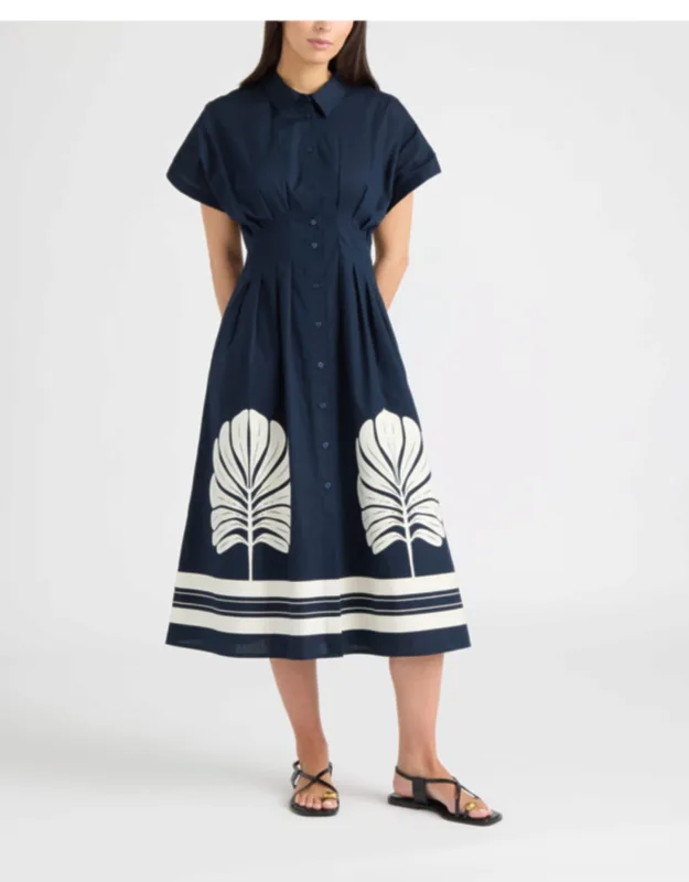 Button Front Pleated Shirt Dress
