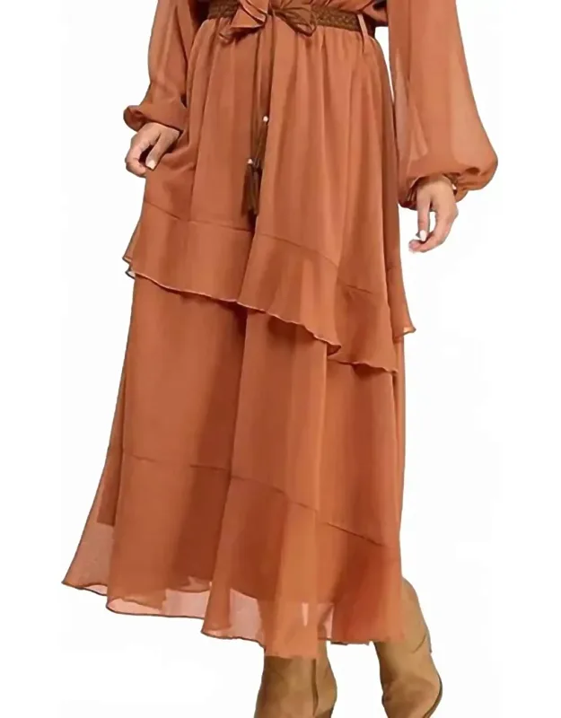 Boho Chic Flowy Ruffled Maxi Dress