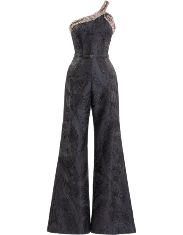 Embellished Neckline Jumpsuit