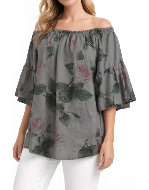 Off-shoulder Linen Blouse
