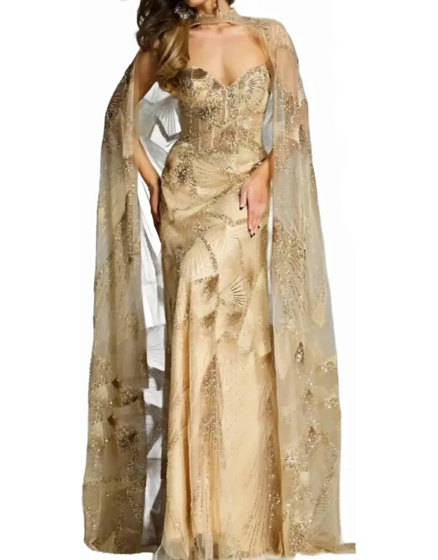 Cape Sleeve Embellished Dress