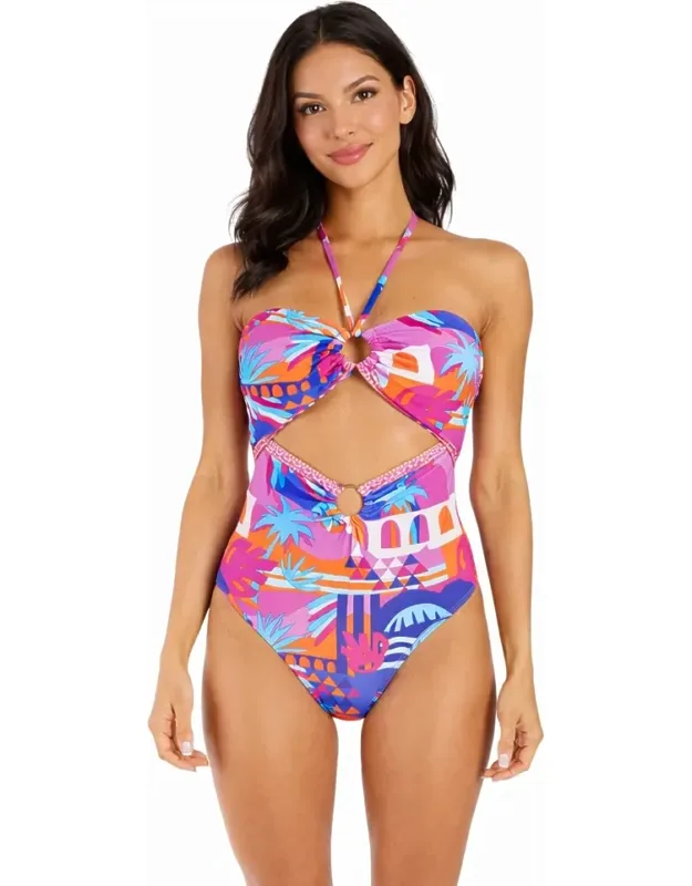 Cut-out Tropical One-piece Swimsuit