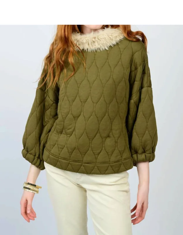 Poof Sleeve Quilted Popover Top