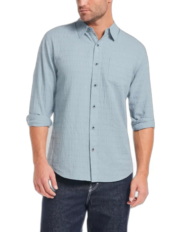 Weatherproof Vintage Tailored Fit Horizontal Crinkle Dobby Casual Shirt