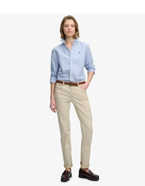 Mid Rise Slim Sateen Pants