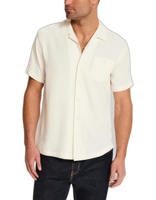 Vintage Traditional Fit Crinkle Texture Camp Shirt