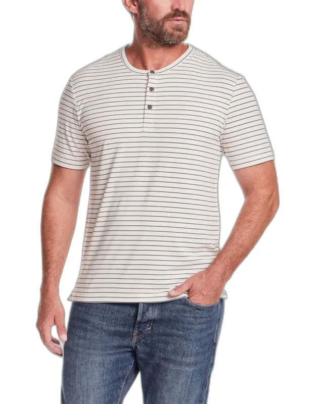 Weatherproof Vintage Tailored Fit Short Sleeve Striped Henley Shirt