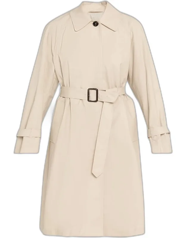 Belted Water-repellent Twill Trench Coat
