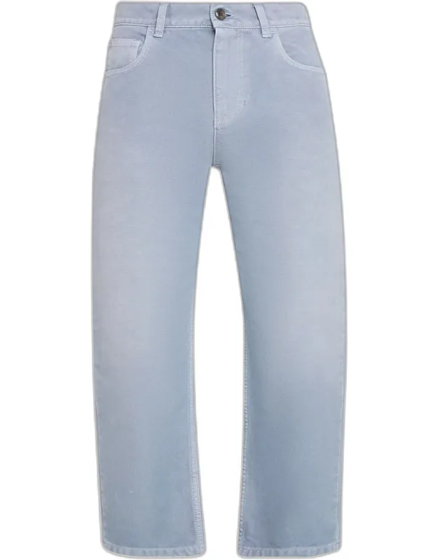 Compact Cotton Canvas Straight-leg Crop Pants
