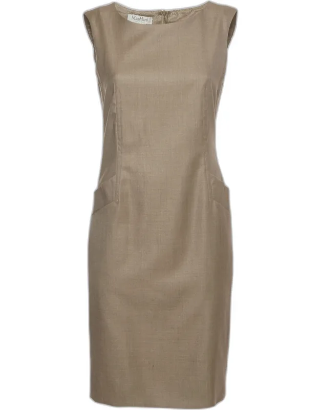 Wool Blend Bateau Neck Sheath Dress