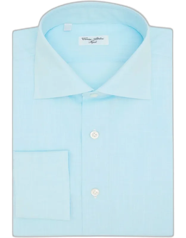 Slubbed Check Cotton Dress Shirt