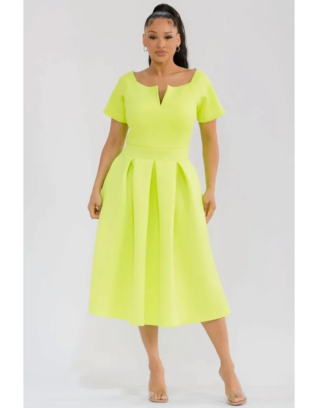 Pleated Midi Dress