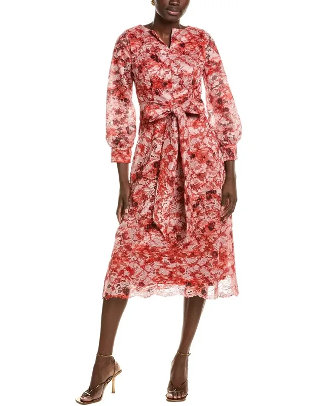Abstract Lace Midi Dress