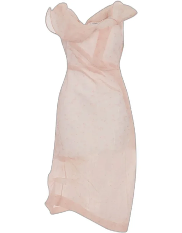 Asymmetric Floral Organza Midi Dress
