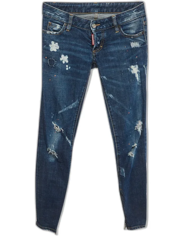 Paint Splattered Distressed Denim Skinny Jeans