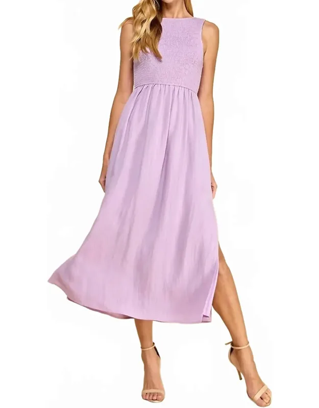 Smocked Bodice Midi Dress