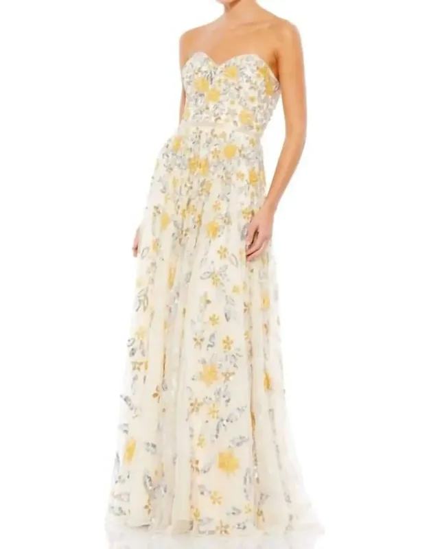 Strapless Sweetheart Floral Dress