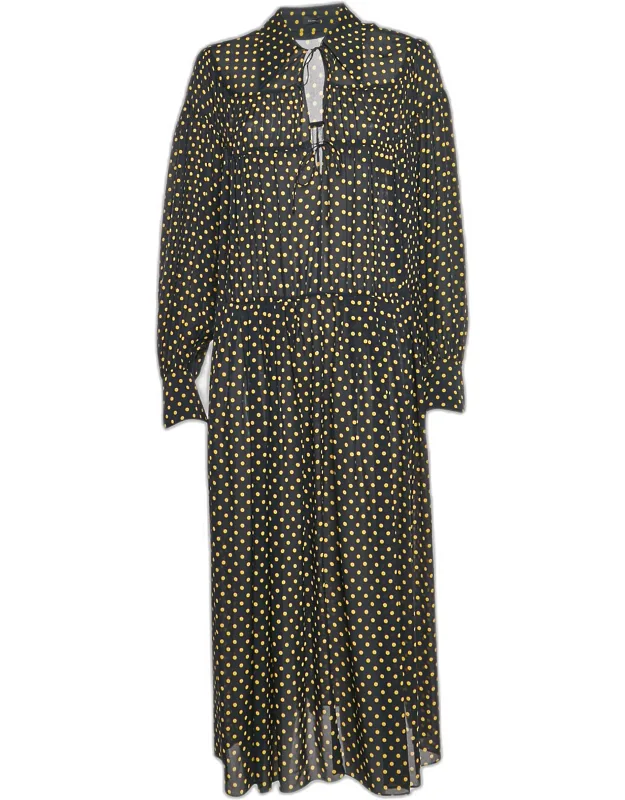 Polka Dot Print Silk Midi Dress