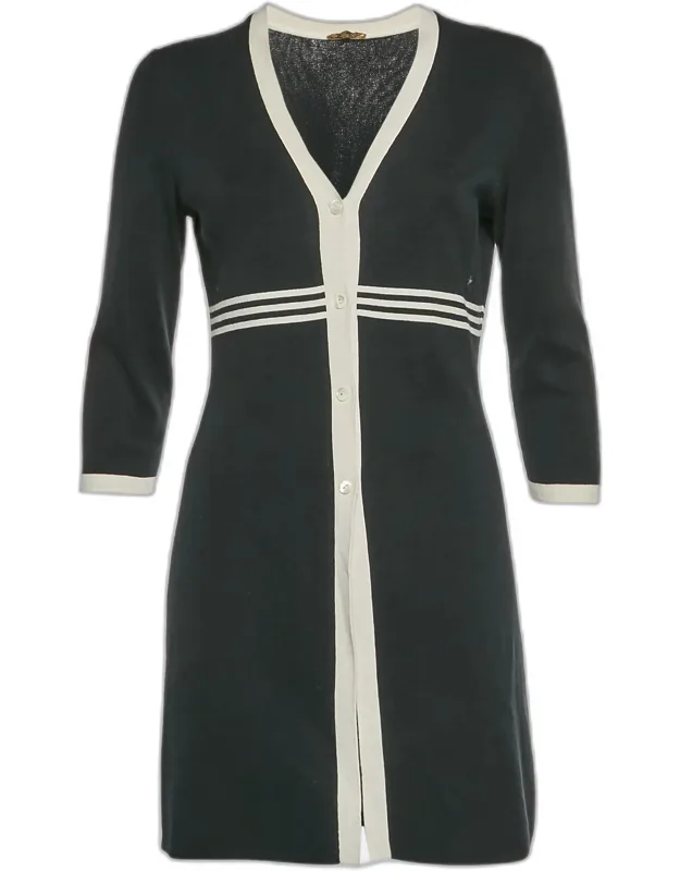 Rib Knit Button Up Mini Dress