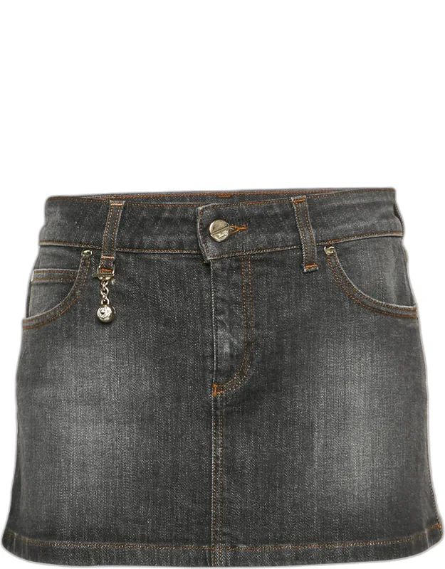 Vintage Denim Logo Charm Mini Skirt