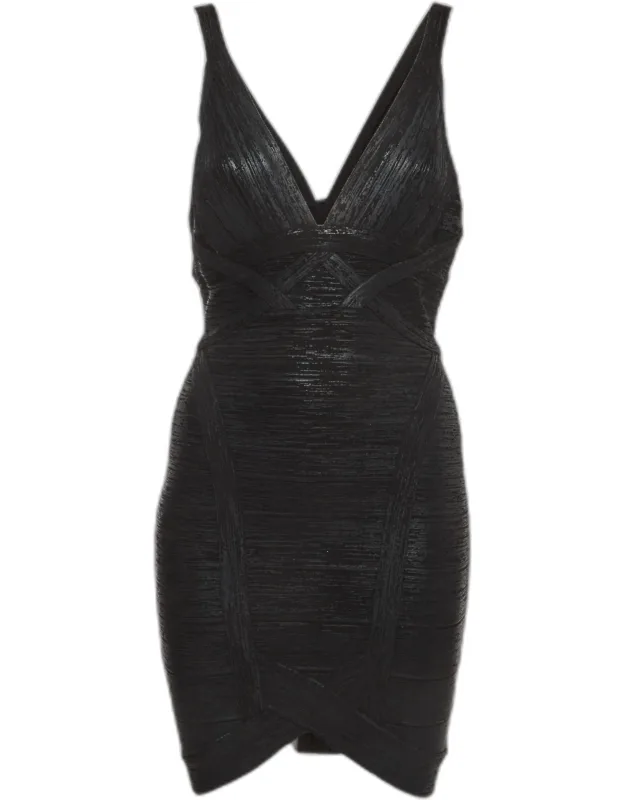 Knit Bandage Zip Up Mini Dress