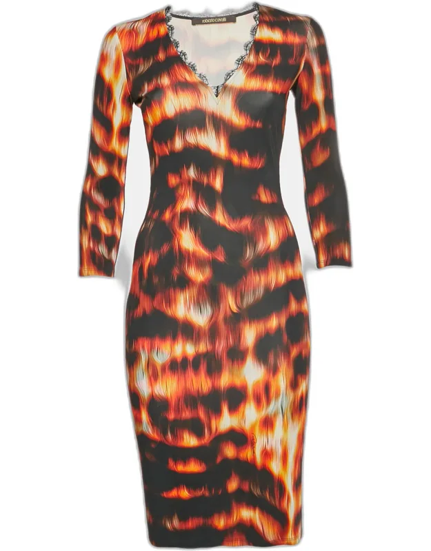 Flames Print Jersey Shift Dress