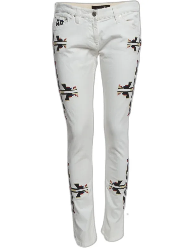 Geometric Embroidered Denim Slim Fit Jeans L/waist 32"