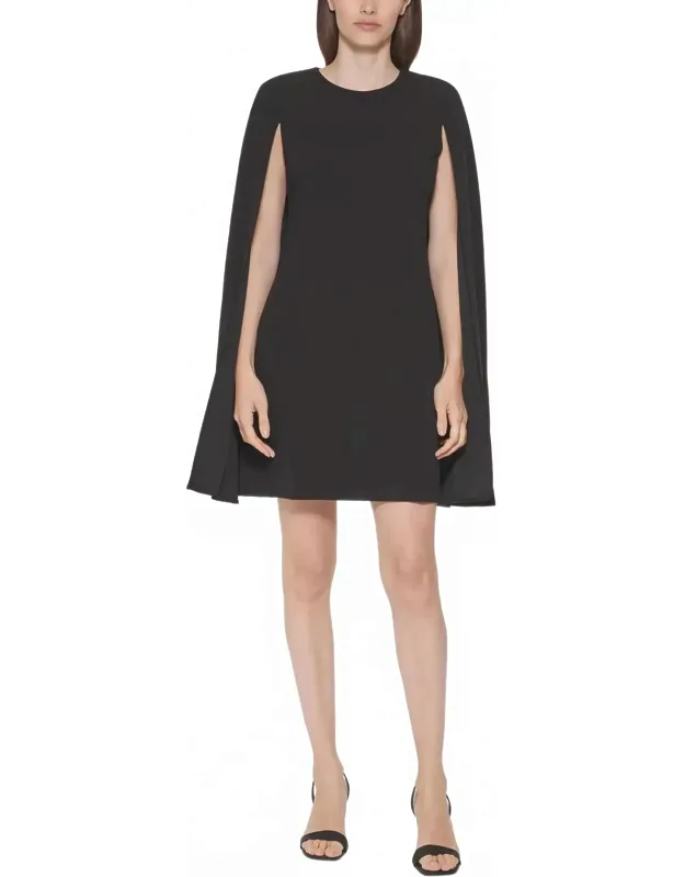 Sleeveless Cape-detail Scuba-crepe Sheath Dress
